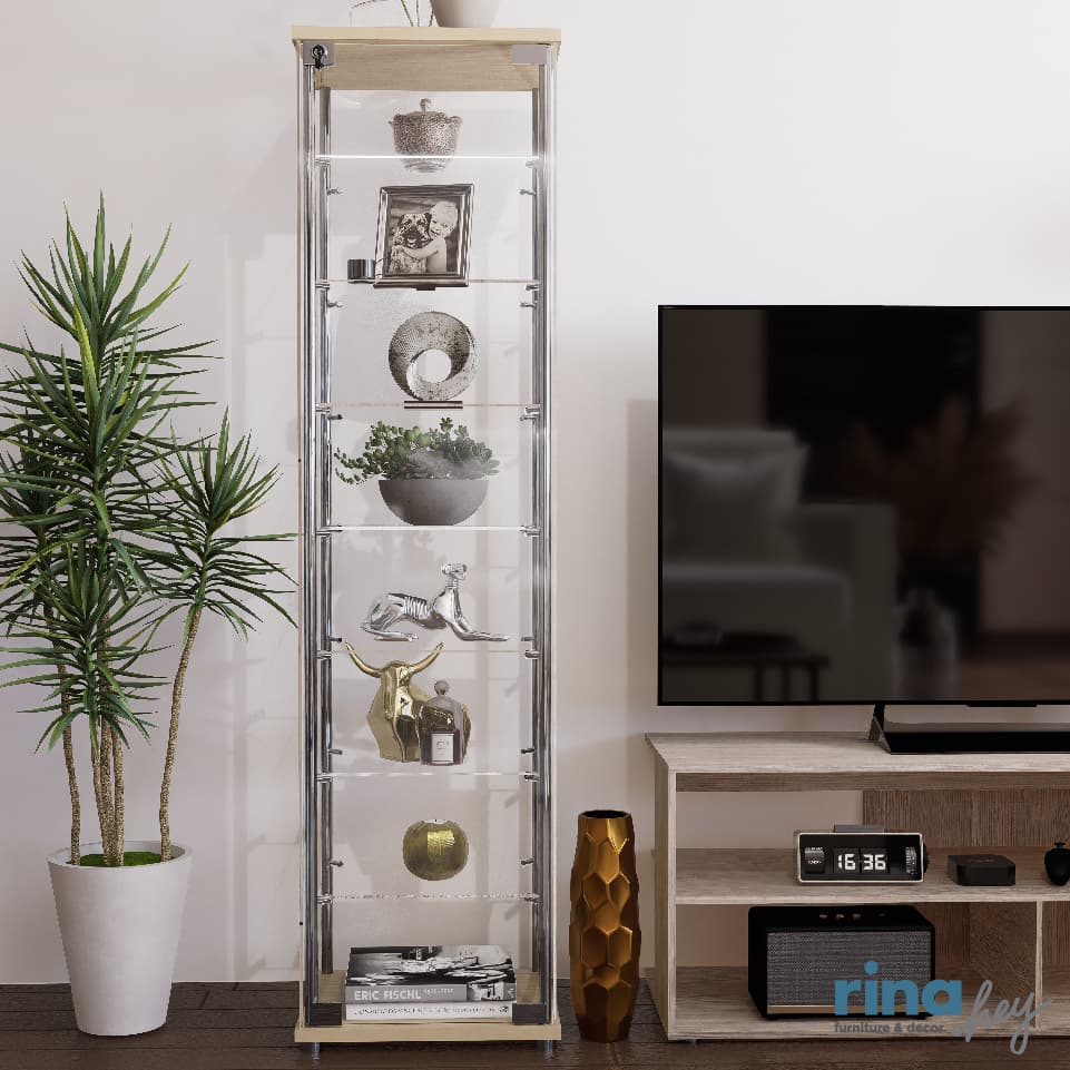 SHOW/42,ตู้โชว์กระจก 8 ชั้นพร้อมกุญแจล็อก-8