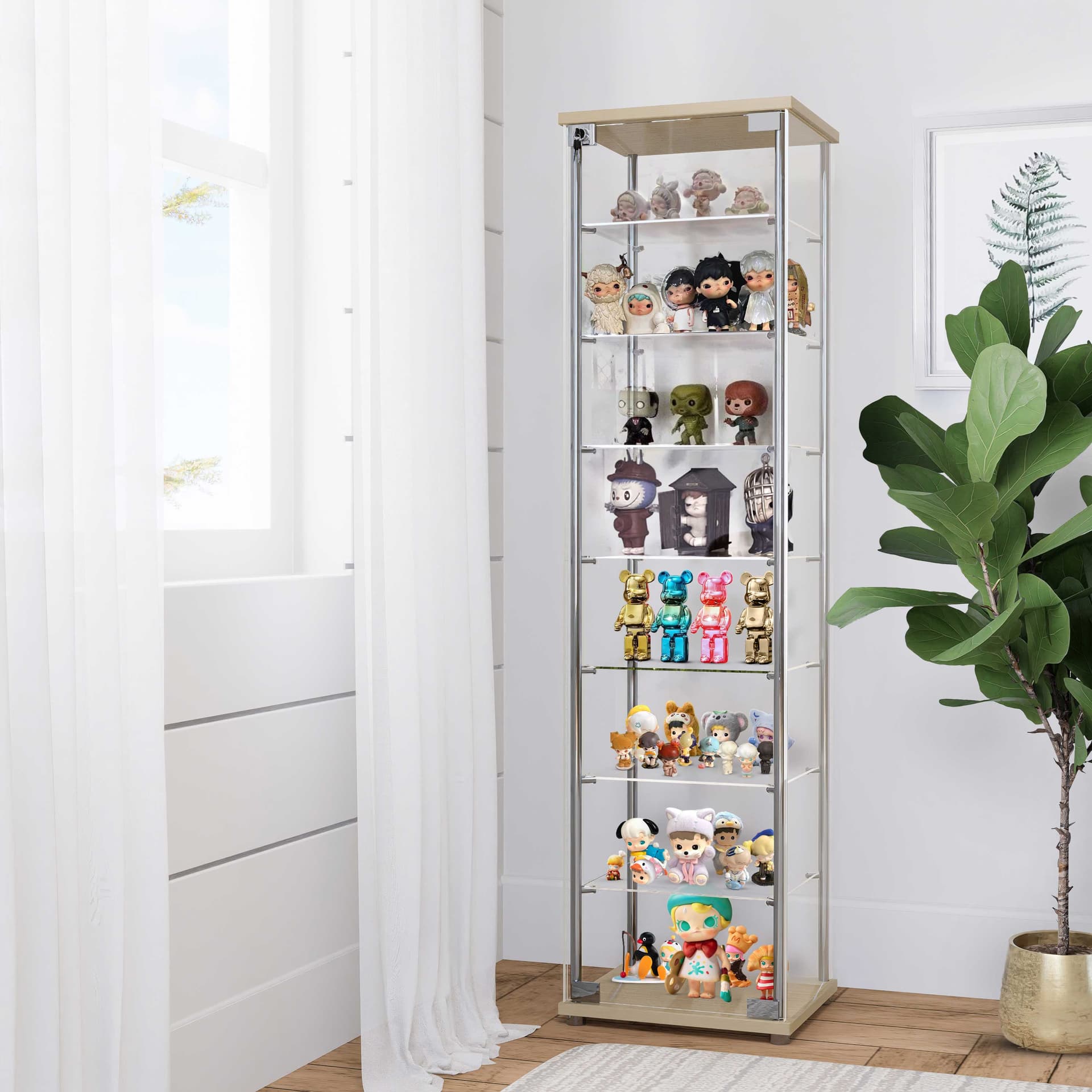 SHOW/42,ตู้โชว์กระจก 8 ชั้นพร้อมกุญแจล็อก-9