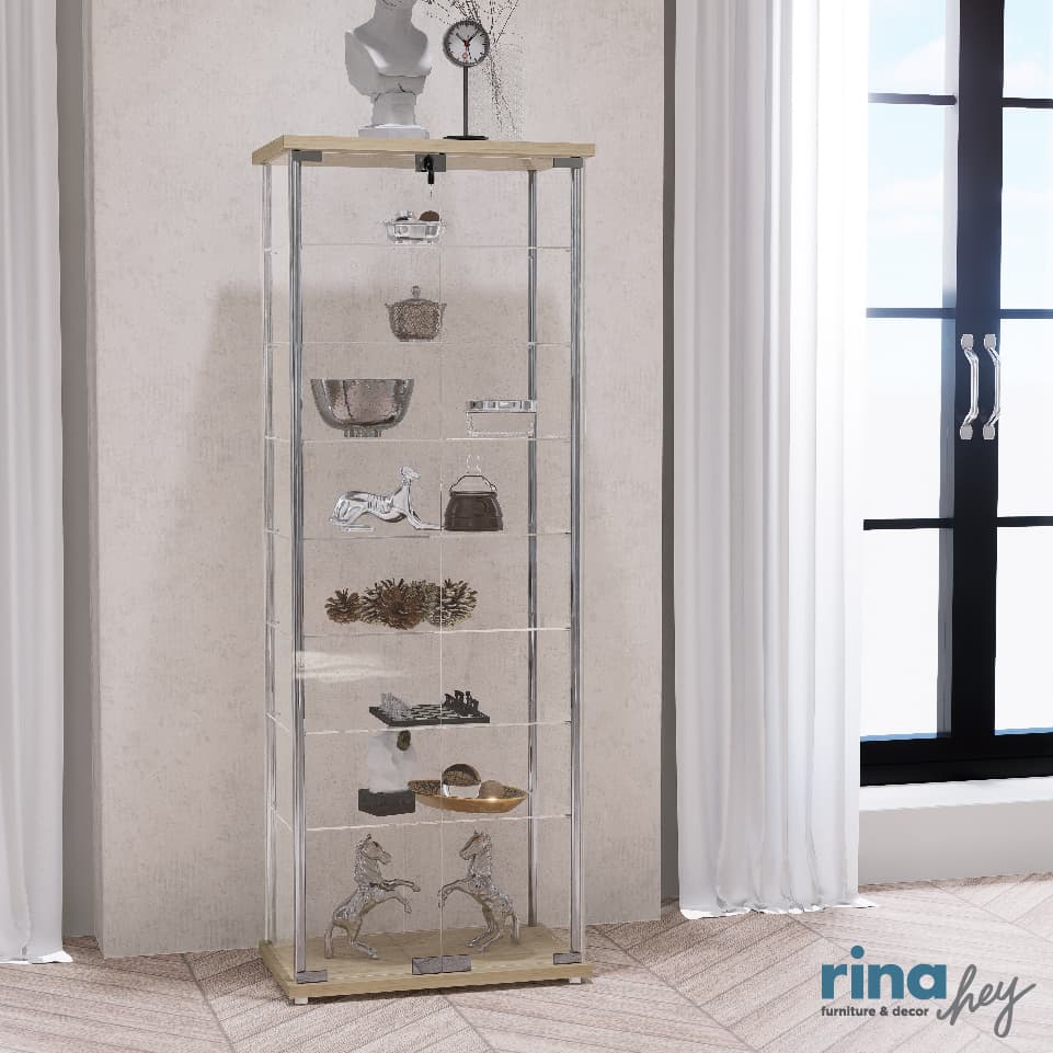 SHOW/60,ตู้โชว์กระจก 8 ชั้นพร้อมกุญแจล็อก-8