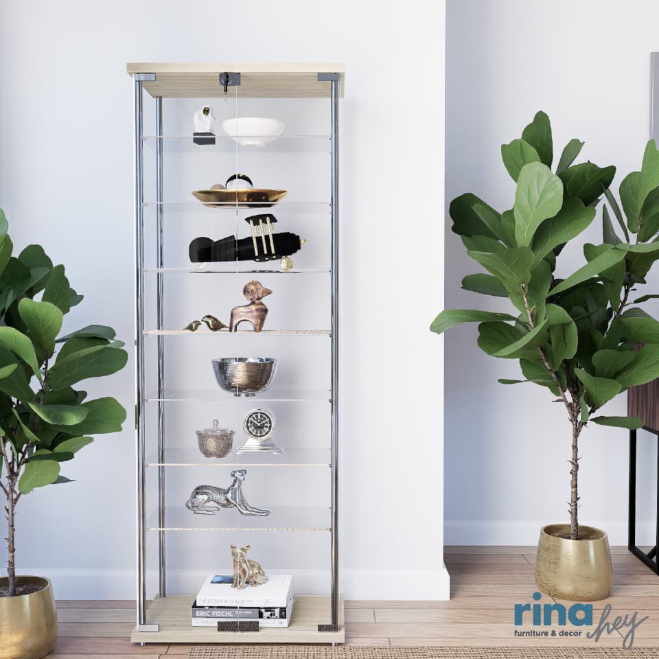 SHOW/60,ตู้โชว์กระจก 8 ชั้นพร้อมกุญแจล็อก-9