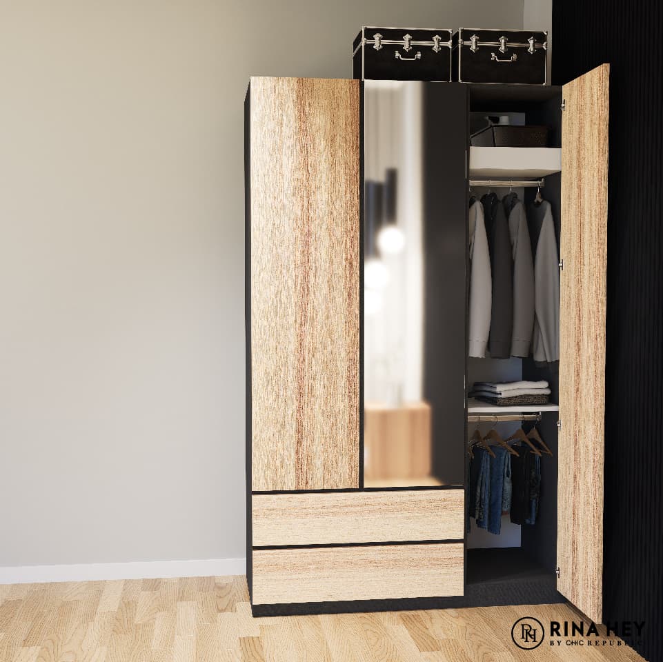 THE LINE/3,ตู้เสื้อผ้า 3 บานเปิด -2